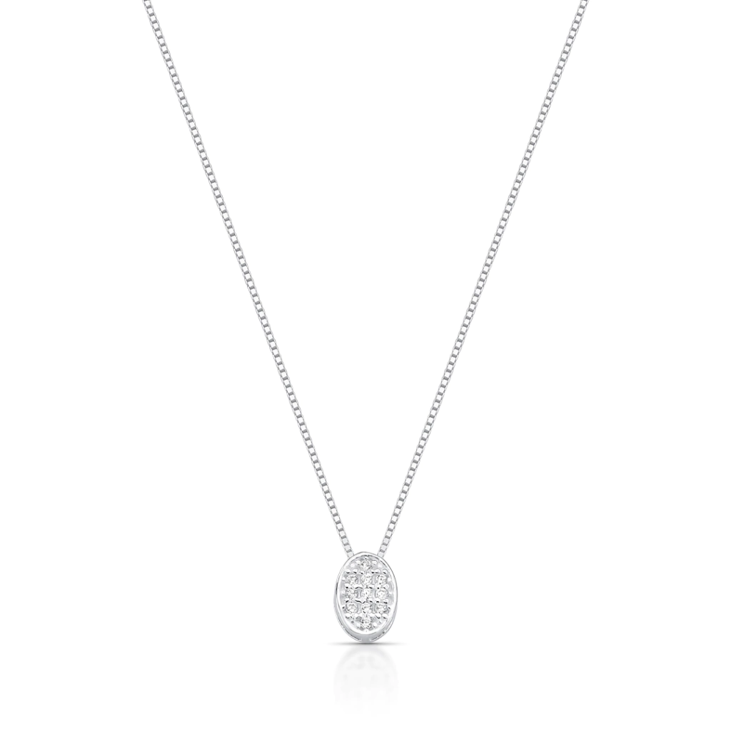 Colar Oval Cravejado Prata 925