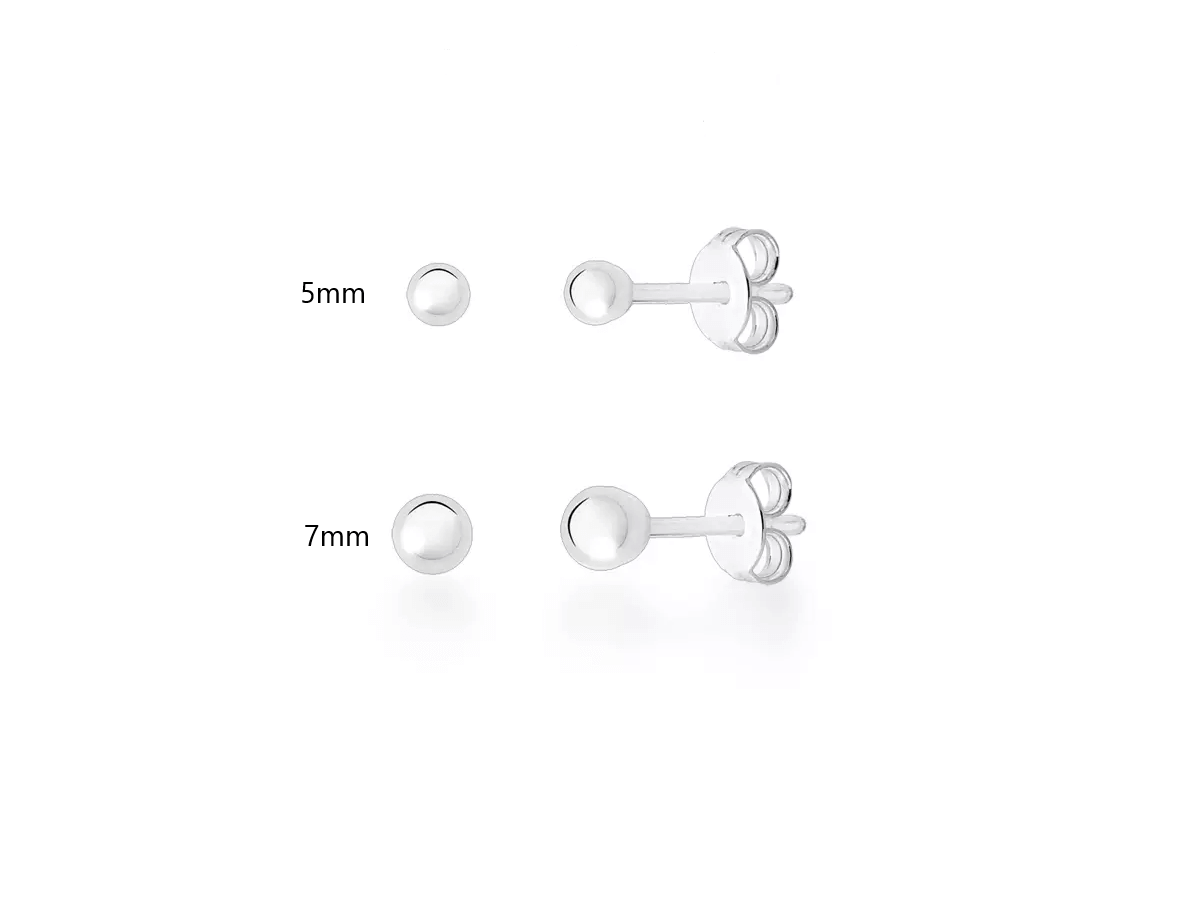 Brinco bolinha redondo prata 925 5mm 7mm feminino