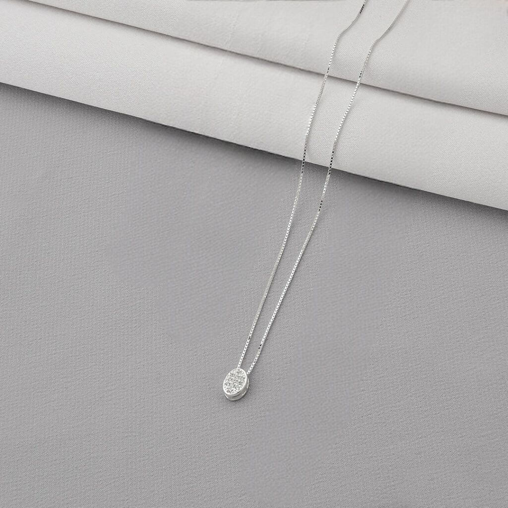 Colar Oval Cravejado Prata 925