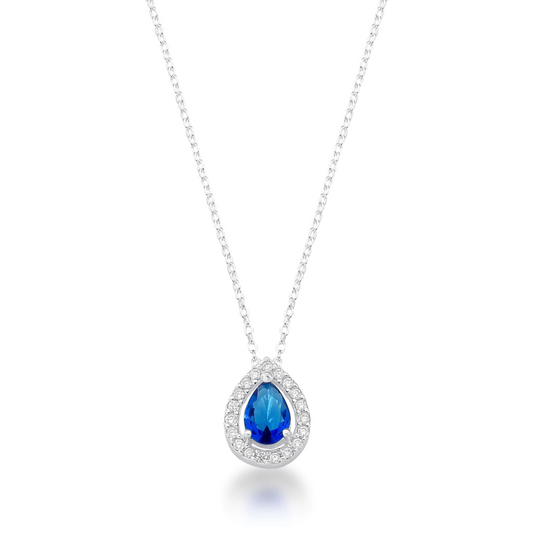 Colar Ponto de Luz Gota Cravejada Azul Prata 925