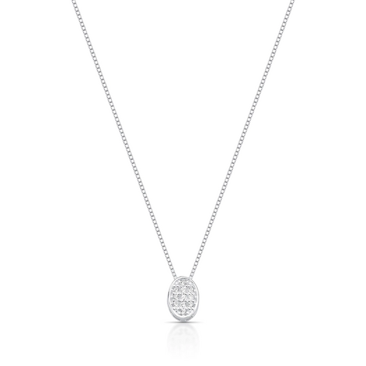 Colar Oval Cravejado Prata 925