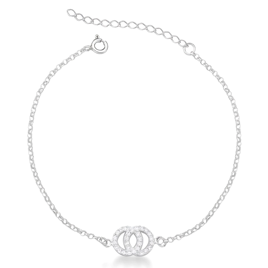 Pulseira Dois Círculos Cravejados Prata 925