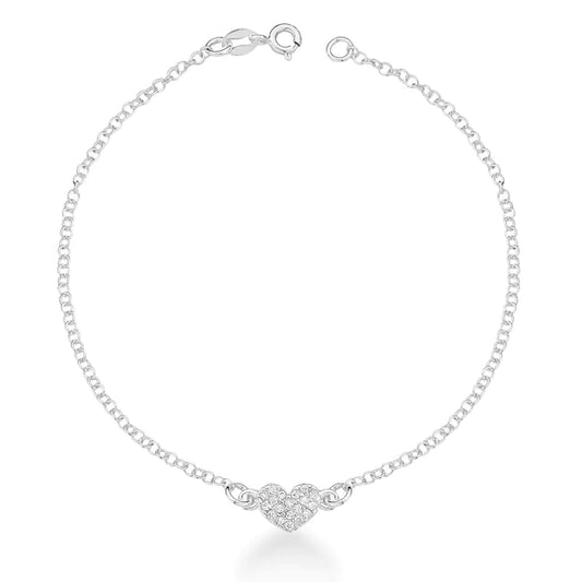 Pulseira Coração Cravejado Prata 925