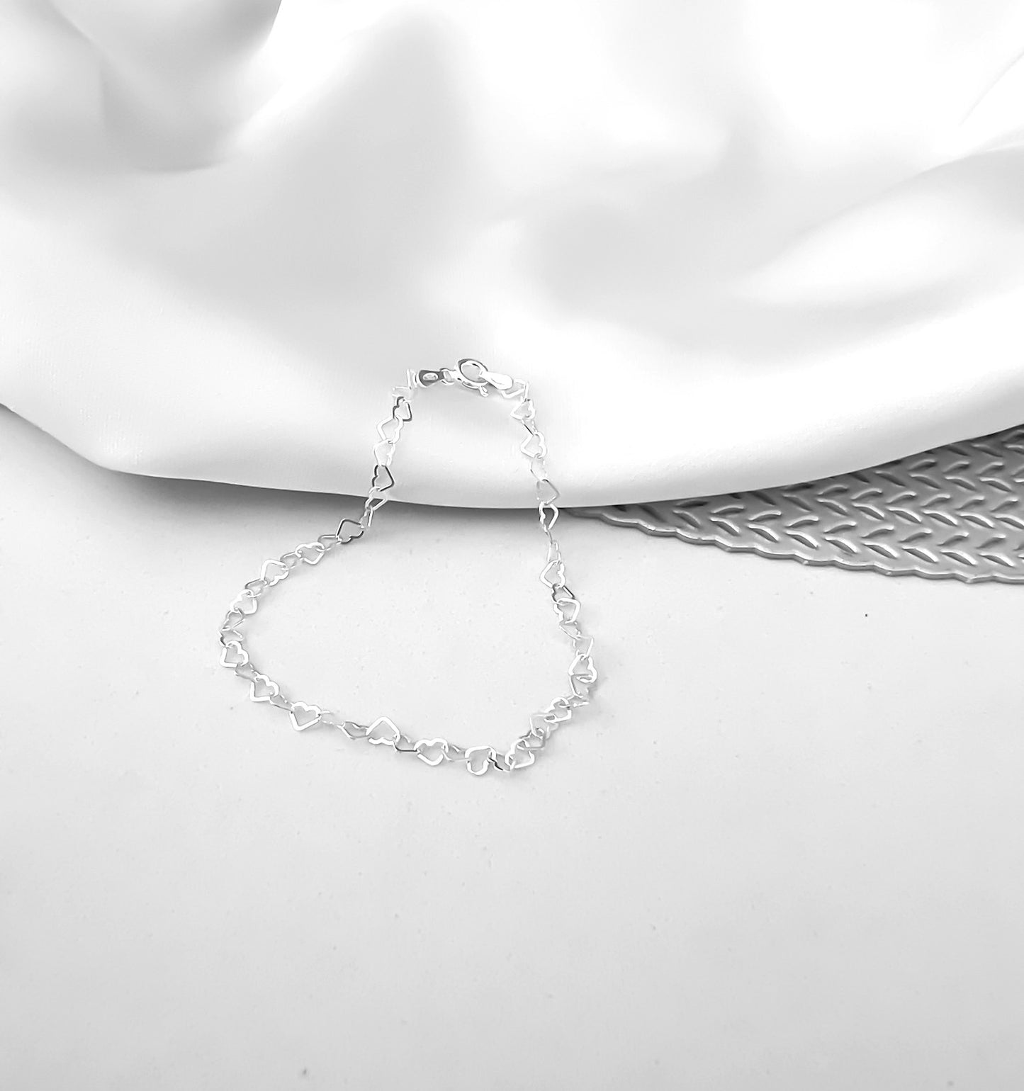 Pulseira Coração Elo Prata 925