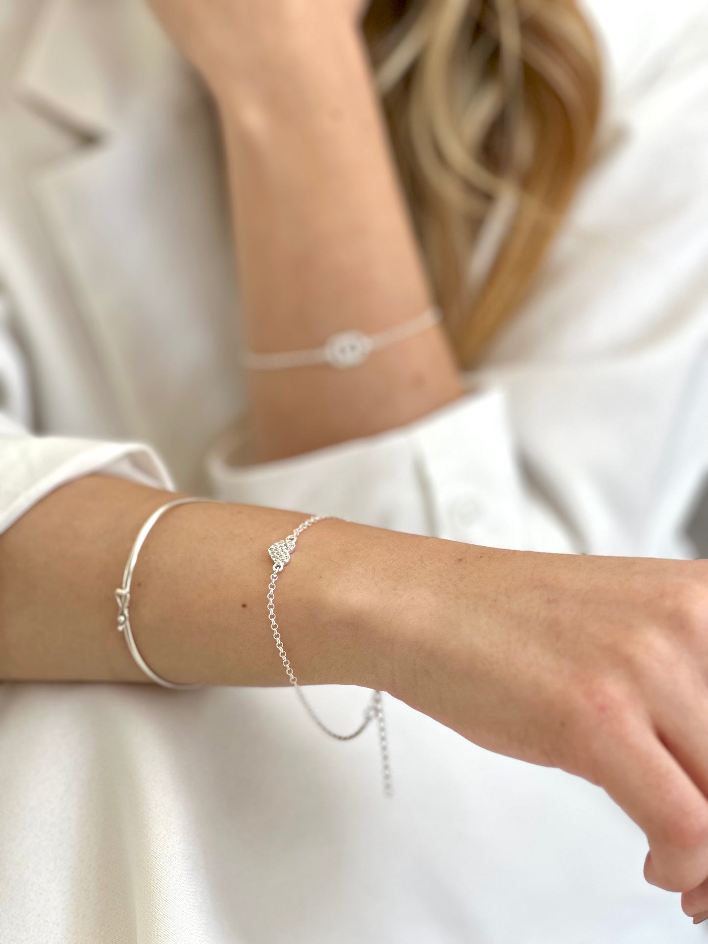 Pulseira Coração Cravejado Prata 925