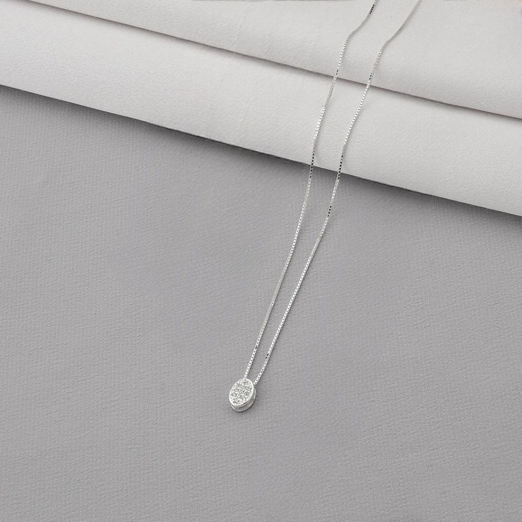 Colar Oval Cravejado Prata 925
